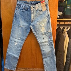 Men's Light Blue Distressed Jeans